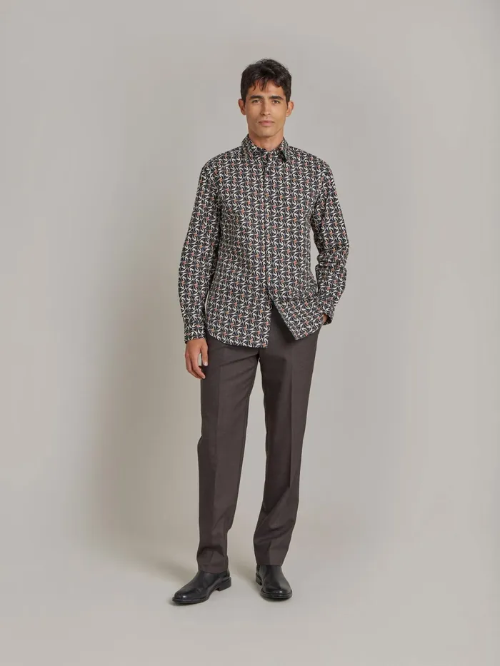 Men Agns B Shirts Black Andy Shirt Cotton With Geometric Print