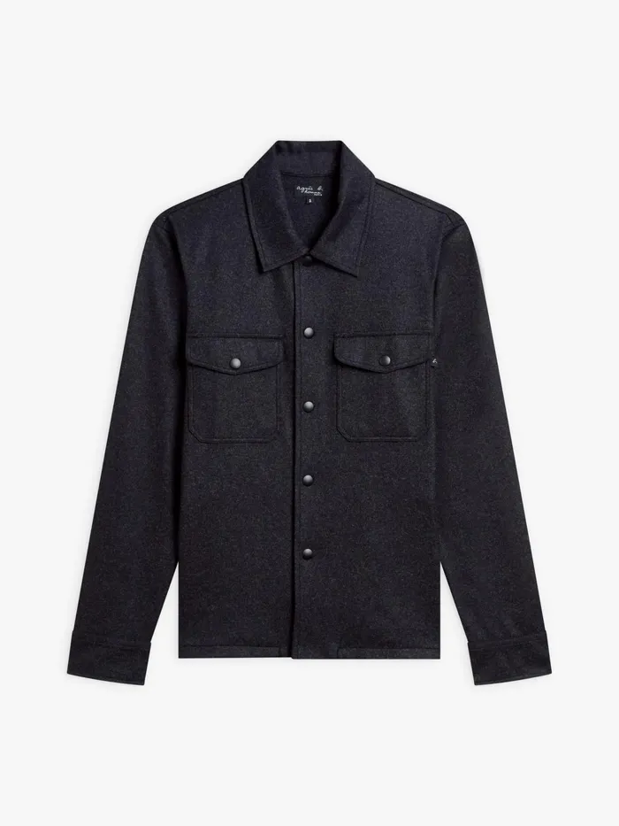 Men Agns B Shirts Black Wool Jersey Chicago Overshirt