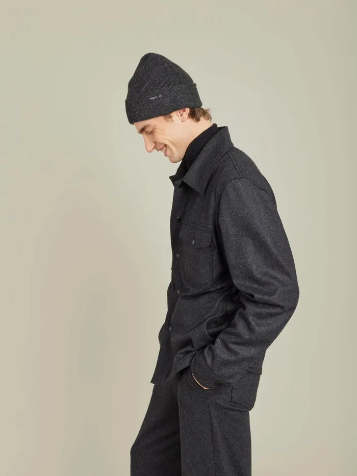 Men Agns B Shirts Black Wool Jersey Chicago Overshirt