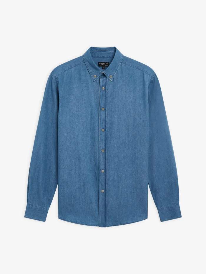 Men Agns B Shirts Blue Cotton Barack Shirt