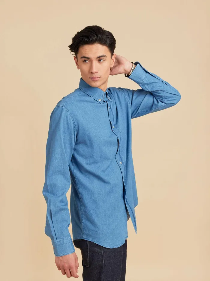 Men Agns B Shirts Blue Cotton Barack Shirt