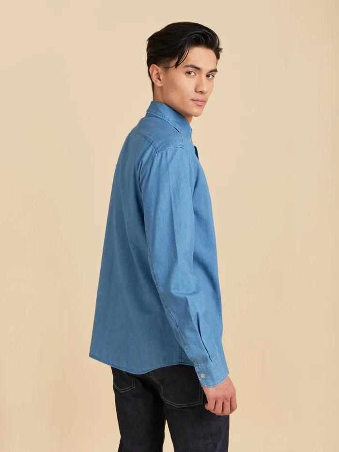 Men Agns B Shirts Blue Cotton Barack Shirt