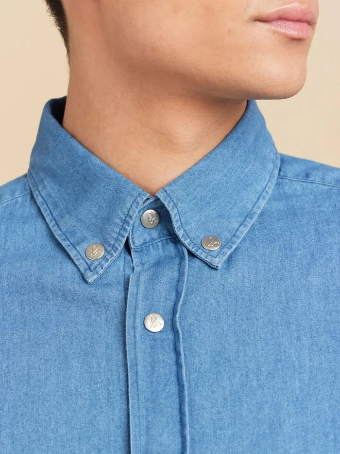 Men Agns B Shirts Blue Cotton Barack Shirt