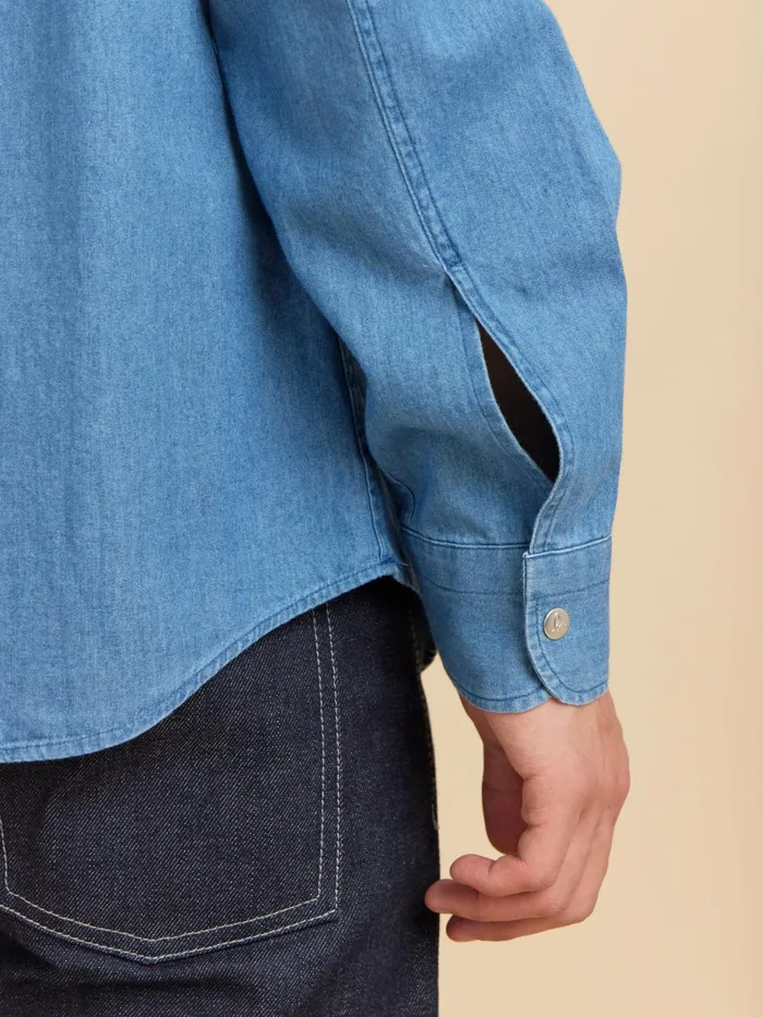Men Agns B Shirts Blue Cotton Barack Shirt
