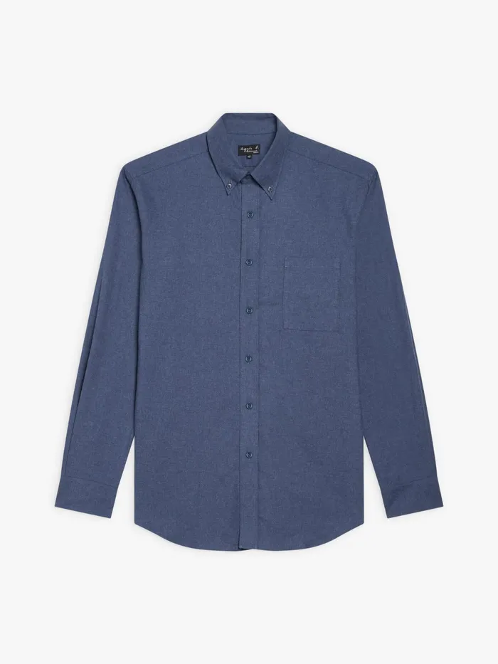 Men Agns B Shirts Blue Cotton Flannel Barak Shirt