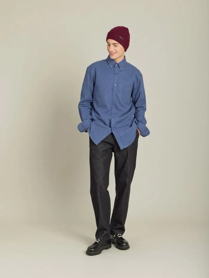 Men Agns B Shirts Blue Cotton Flannel Barak Shirt
