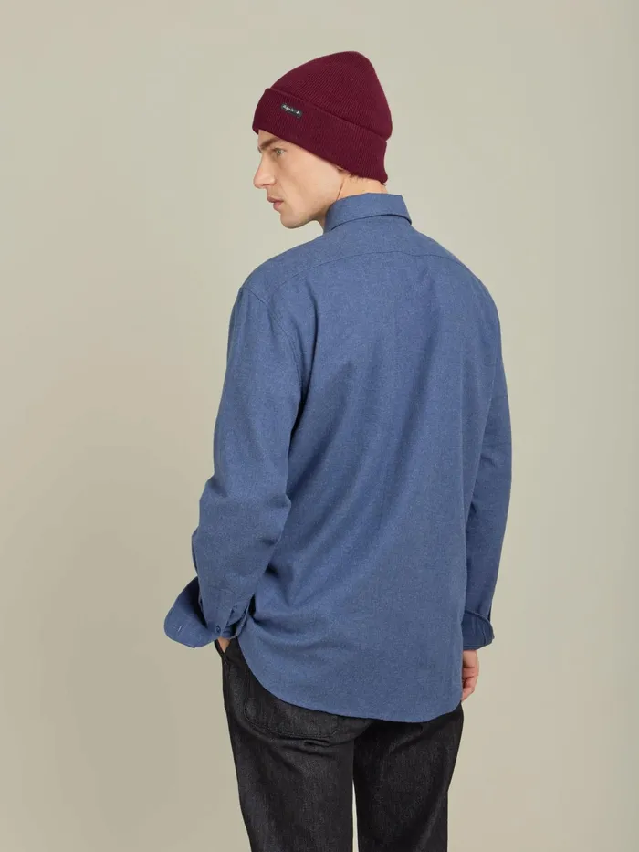 Men Agns B Shirts Blue Cotton Flannel Barak Shirt