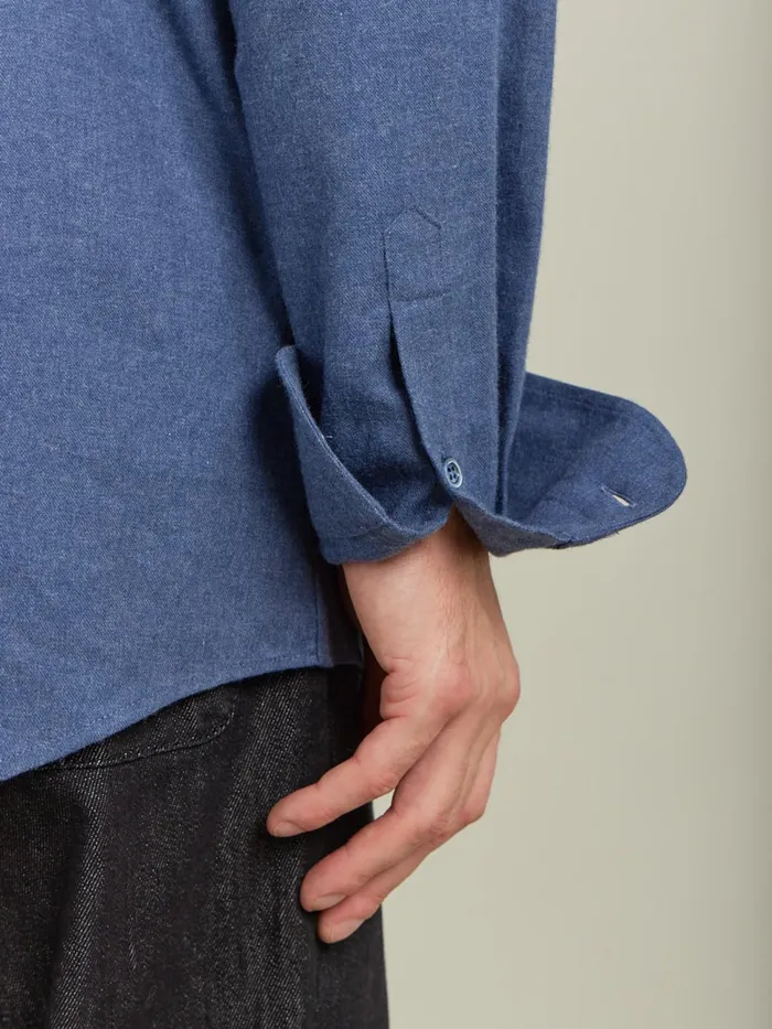Men Agns B Shirts Blue Cotton Flannel Barak Shirt