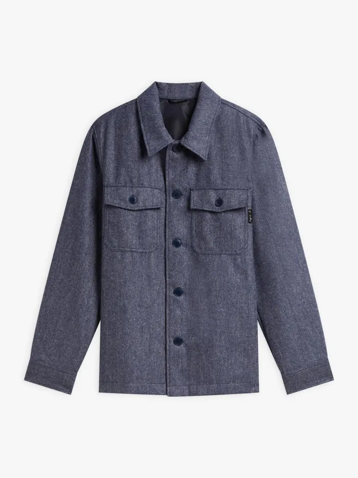Men Agns B Shirts Blue Wool Tweed Overshirt