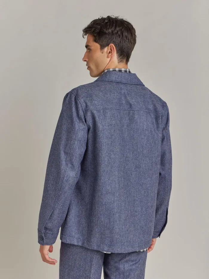 Men Agns B Shirts Blue Wool Tweed Overshirt