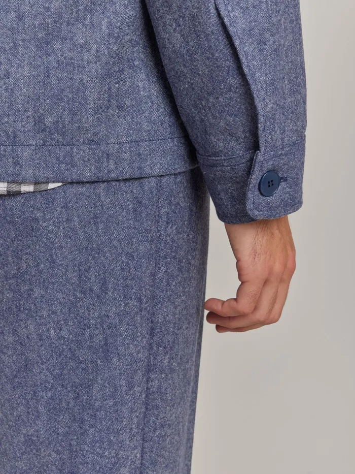Men Agns B Shirts Blue Wool Tweed Overshirt