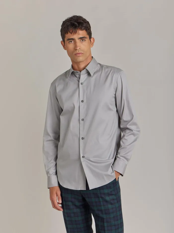 Men Agns B Shirts Grey Cotton Thomas Shirt