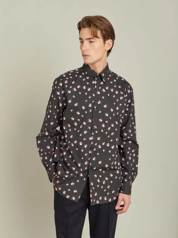 Men Agns B Shirts Red Cotton Geometric Print Andy Shirt