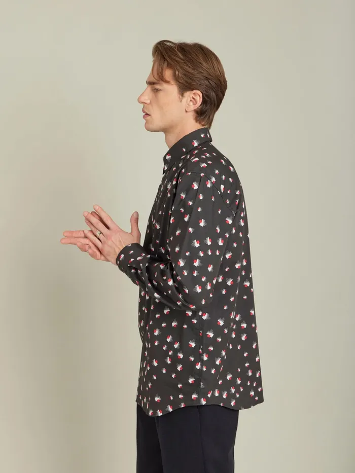 Men Agns B Shirts Red Cotton Geometric Print Andy Shirt