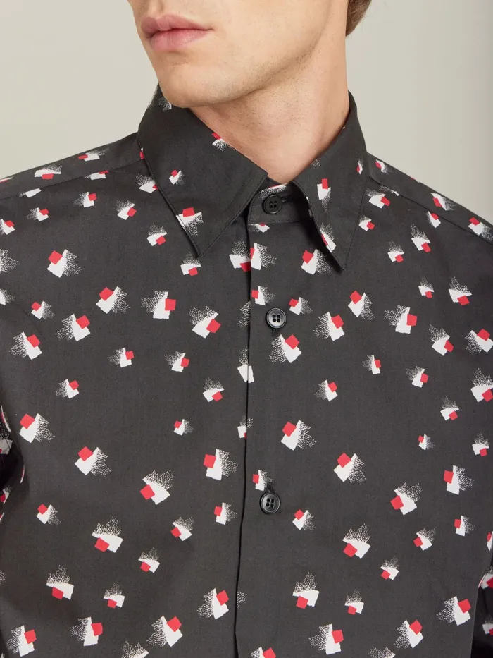 Men Agns B Shirts Red Cotton Geometric Print Andy Shirt