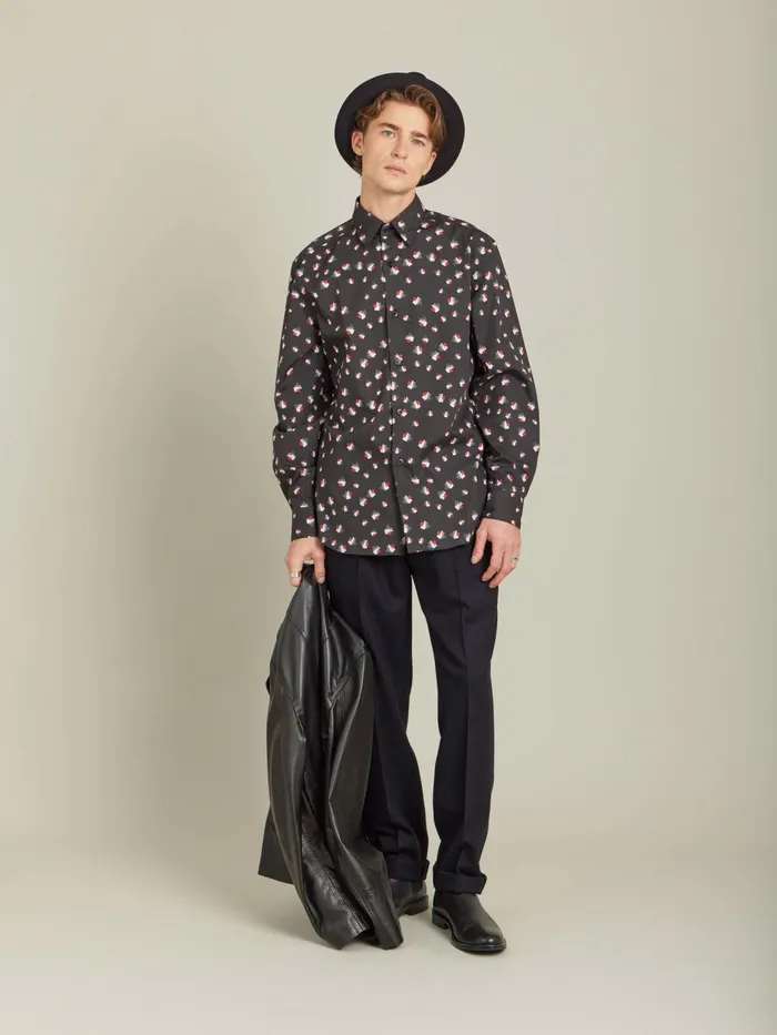Men Agns B Shirts Red Cotton Geometric Print Andy Shirt
