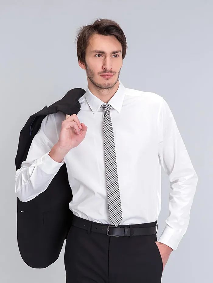 Men Agns B Shirts White Cotton Serge Andy Shirt