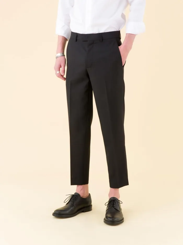 Men Agns B Suits Black Woollen Jam Pants
