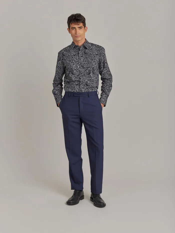 Men Agns B Suits Blue Worsted Wool Lucas Trousers