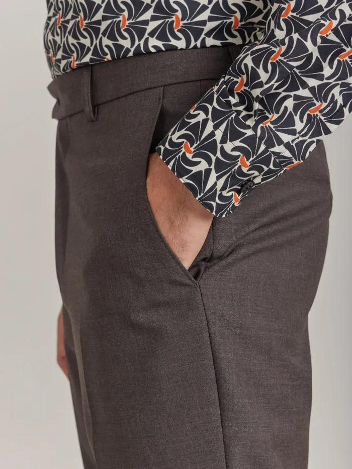 Men Agns B Suits Chocolat Worsted Wool Lucas Trousers