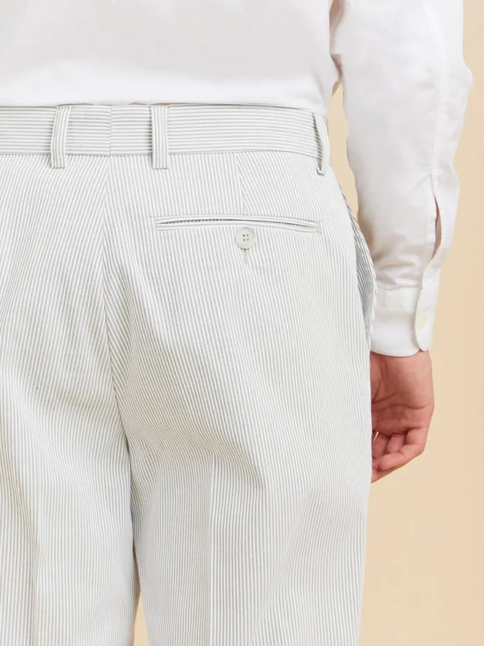 Men Agns B Suits Grey Cotton Vertical Striped Jamming Trousers