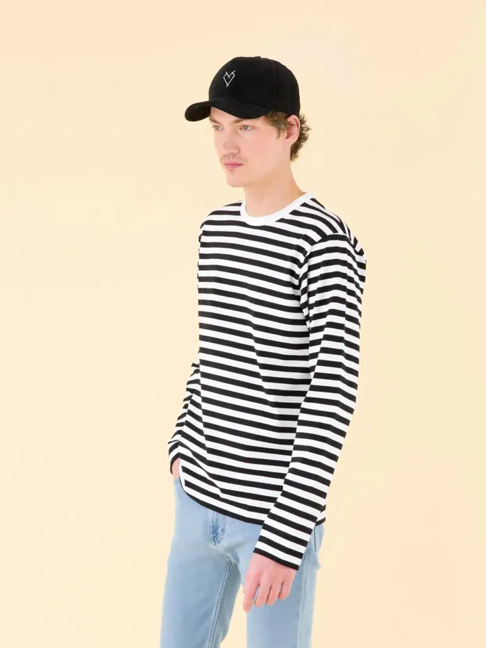 Men Agns B Tshirts and Polo Shirts Black And White Long Sleeves Striped Coulos Tshirt
