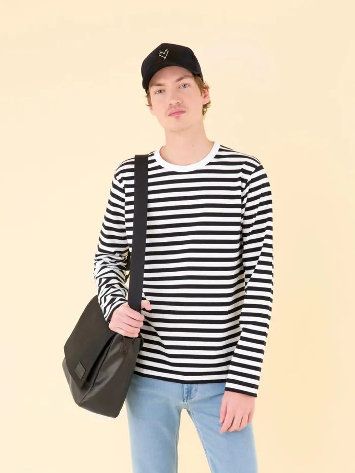 Men Agns B Tshirts and Polo Shirts Black And White Long Sleeves Striped Coulos Tshirt