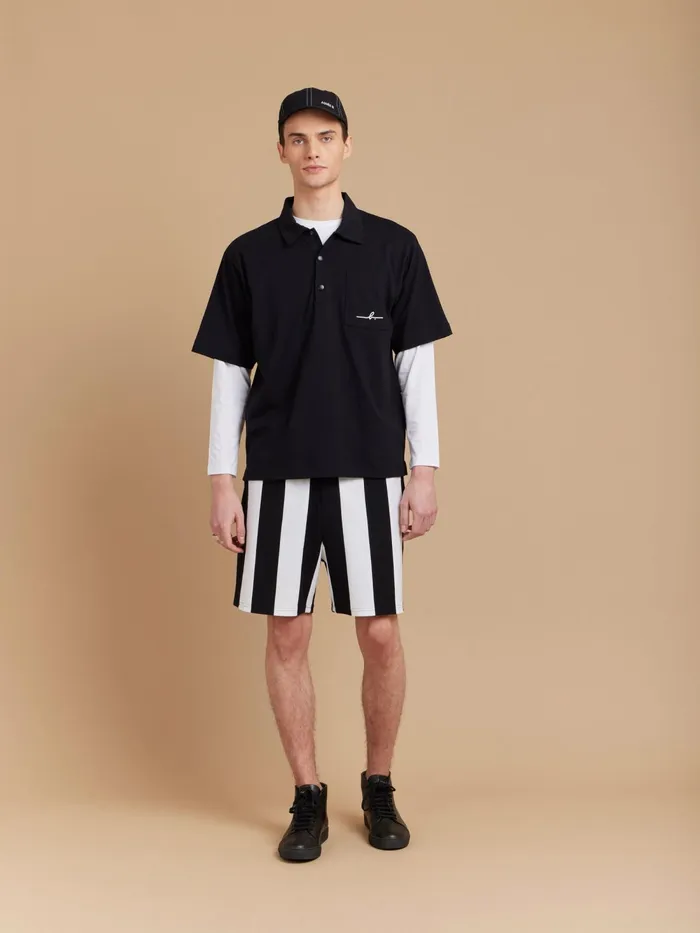Men Agns B Tshirts and Polo Shirts Black Chris Polo Shirt In GOTS Organic Cotton Jersey