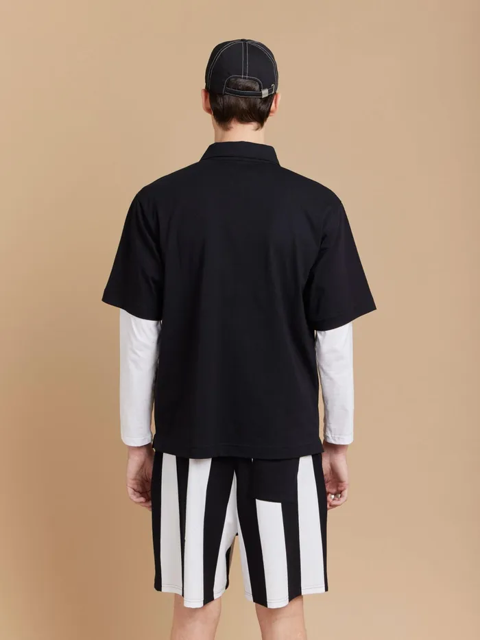 Men Agns B Tshirts and Polo Shirts Black Chris Polo Shirt In GOTS Organic Cotton Jersey