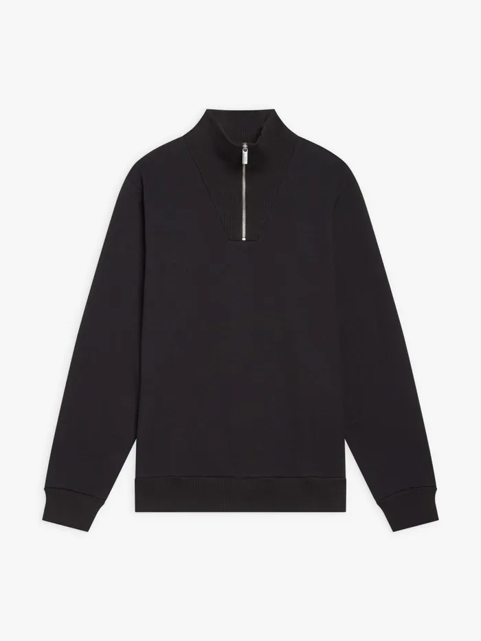 Men Agns B Tshirts and Polo Shirts Black Cotton Fleece Zip Sweatshirt