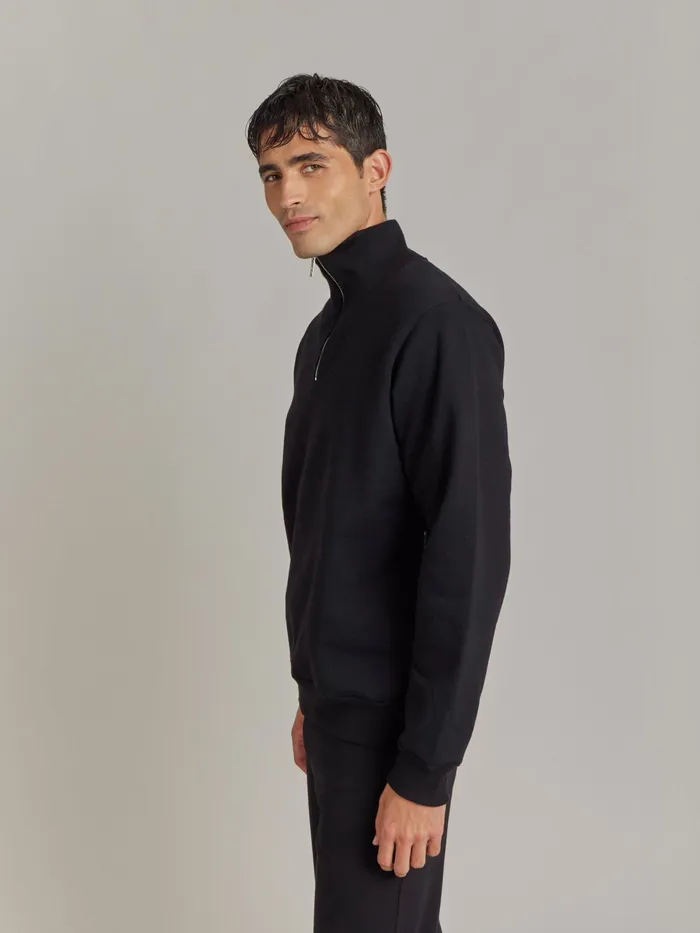 Men Agns B Tshirts and Polo Shirts Black Cotton Fleece Zip Sweatshirt