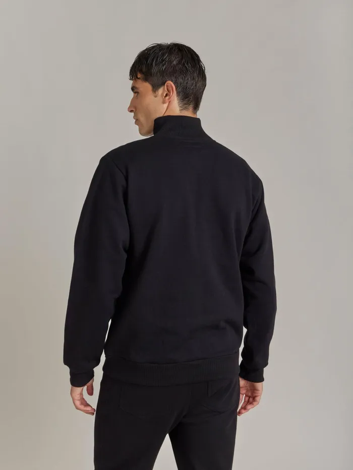 Men Agns B Tshirts and Polo Shirts Black Cotton Fleece Zip Sweatshirt
