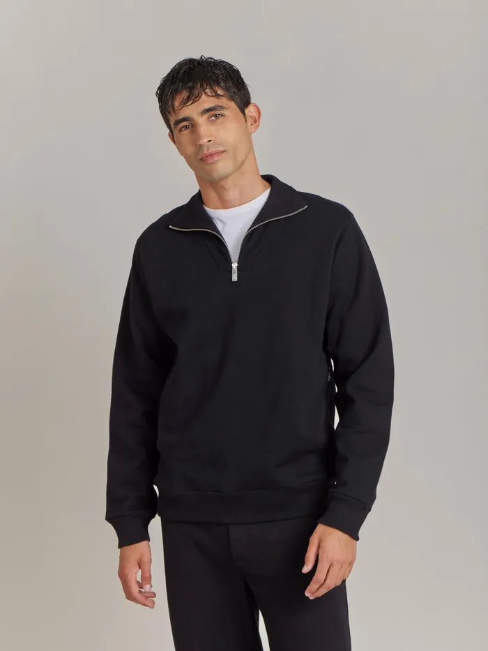 Men Agns B Tshirts and Polo Shirts Black Cotton Fleece Zip Sweatshirt