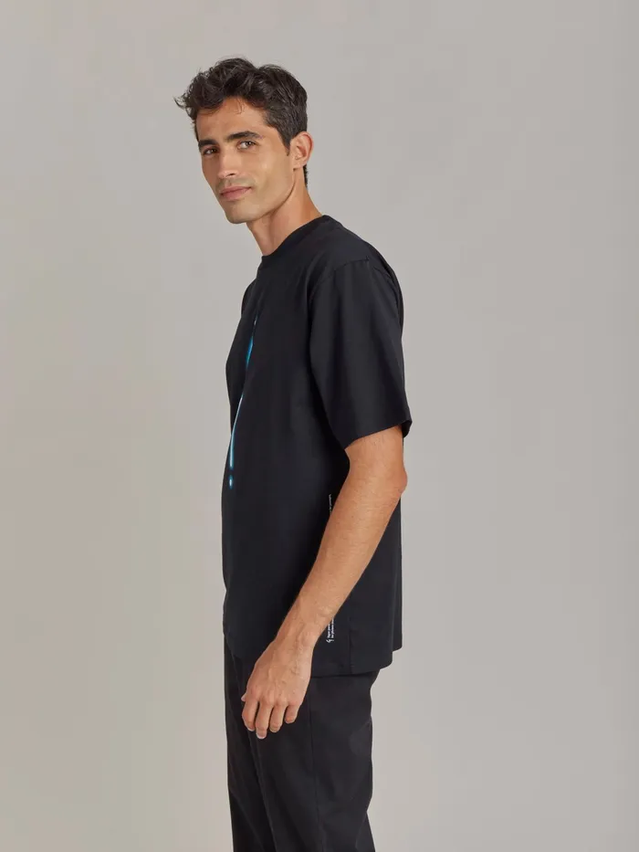 Men Agns B Tshirts and Polo Shirts Black Cotton Jersey Screenprinted Christof Tshirt