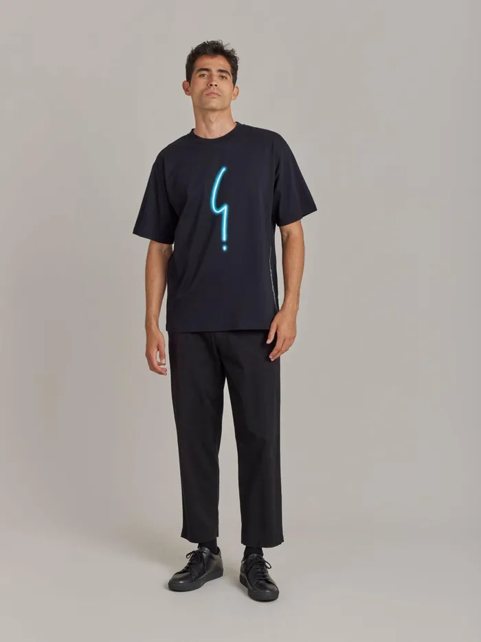 Men Agns B Tshirts and Polo Shirts Black Cotton Jersey Screenprinted Christof Tshirt