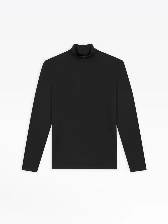 Men Agns B Tshirts and Polo Shirts Black High Collar Panama Tshirt