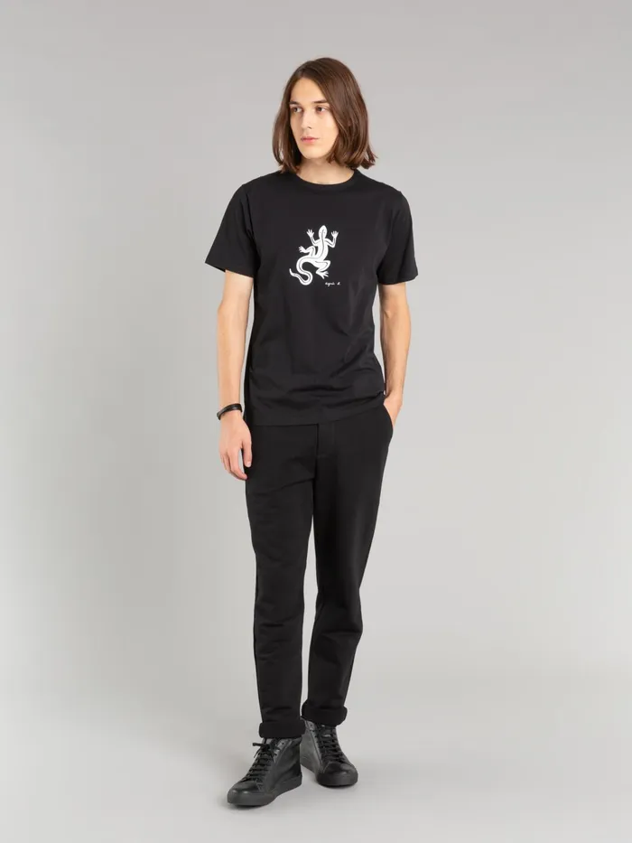 Men Agns B Tshirts and Polo Shirts Black Short Sleeves Coulos Lizard Tshirt