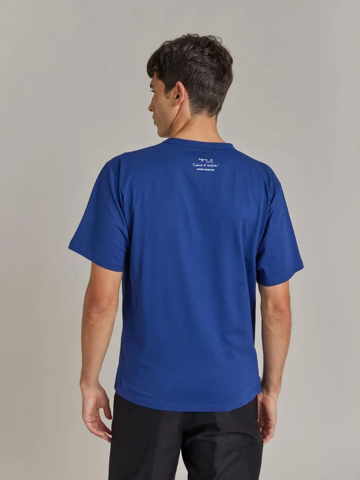Men Agns B Tshirts and Polo Shirts Blue Cotton Jersey Mark Tshirt Artist Andre Niemeyer