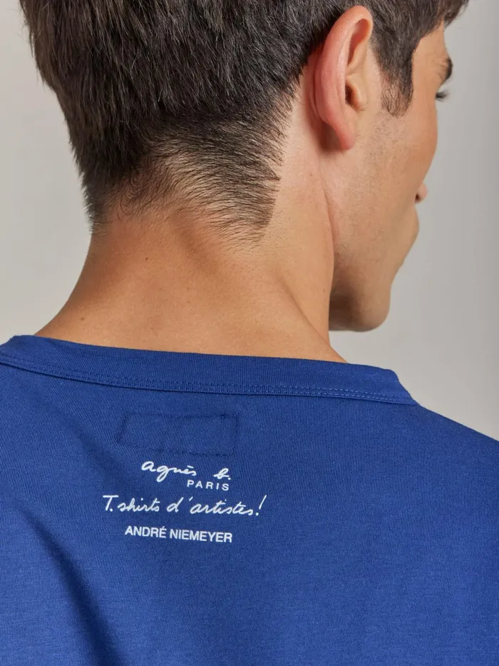Men Agns B Tshirts and Polo Shirts Blue Cotton Jersey Mark Tshirt Artist Andre Niemeyer