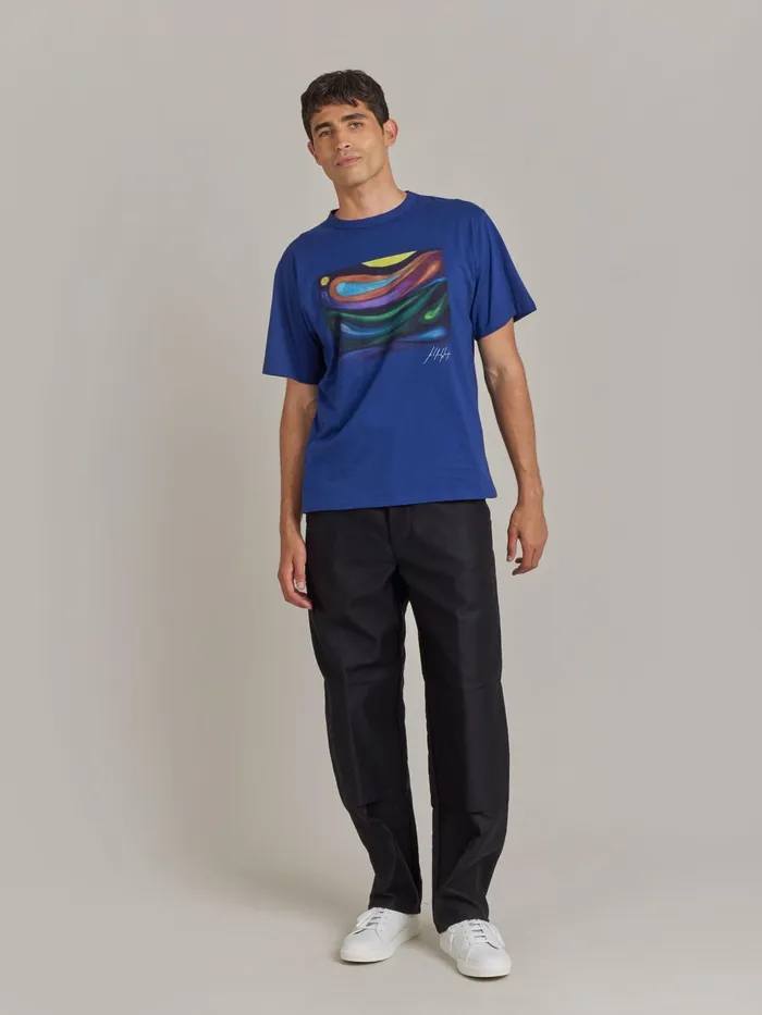 Men Agns B Tshirts and Polo Shirts Blue Cotton Jersey Mark Tshirt Artist Andre Niemeyer