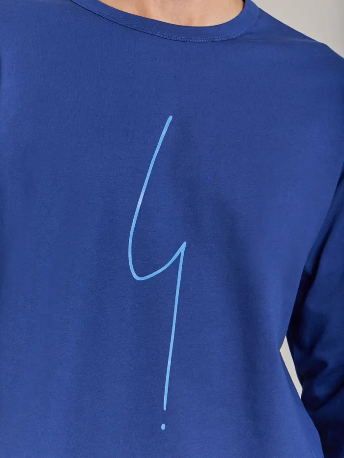 Men Agns B Tshirts and Polo Shirts Blue Cotton Jersey Screenprinted New Coulos Tshirt