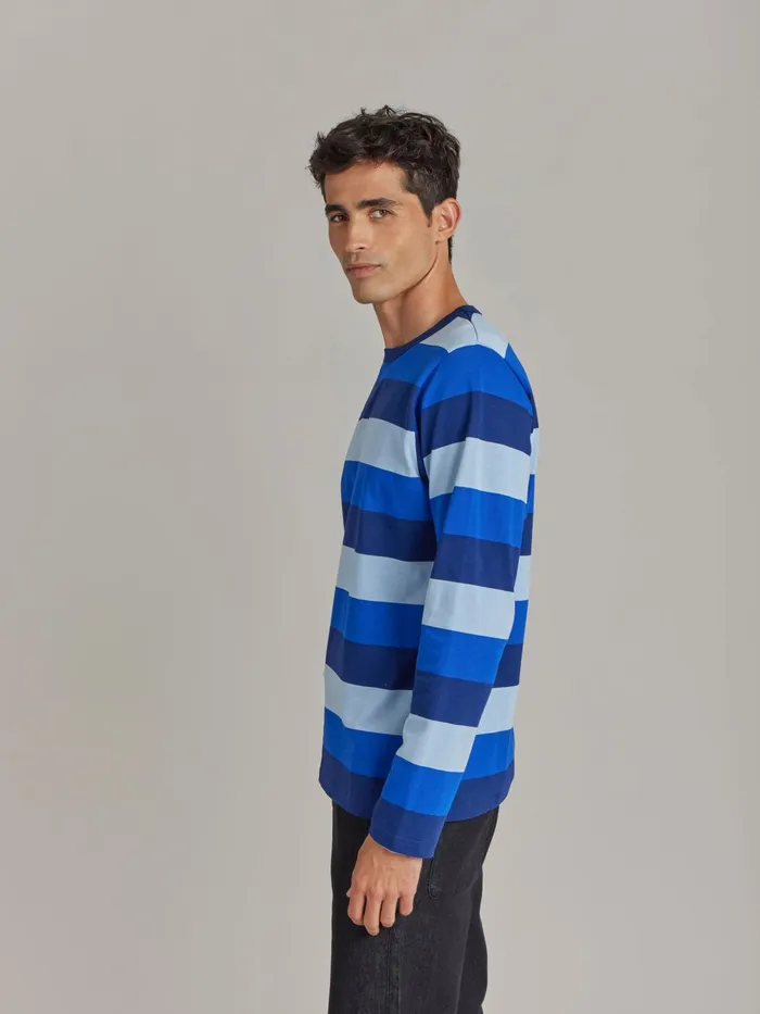 Men Agns B Tshirts and Polo Shirts Blue Cotton Jersey Striped New Coulos Tshirt