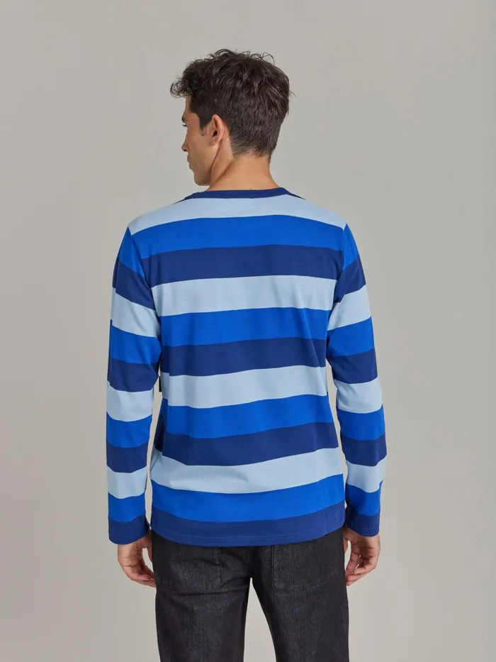Men Agns B Tshirts and Polo Shirts Blue Cotton Jersey Striped New Coulos Tshirt