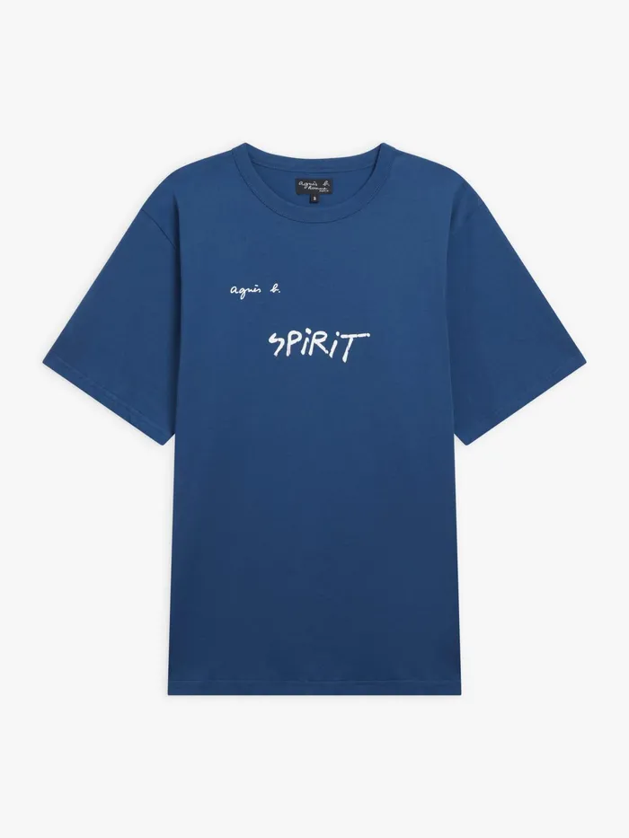 Men Agns B Tshirts and Polo Shirts Blue Mark Cotton Jersey Tshirt With 034Spirit034 Screenprint Men Agns B Tshirts and Polo Shirts Blue Mark Cotton Jersey Tshirt With 034Spirit034 Screenprint