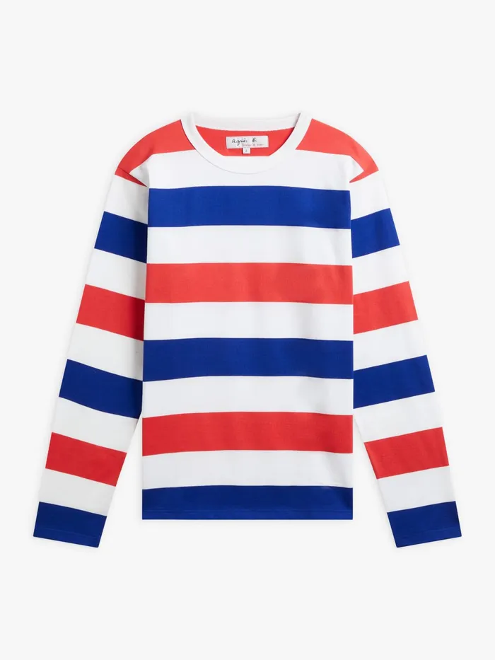 Men Agns B Tshirts and Polo Shirts Blue White And Red New Coulos Striped Cotton Jersey Tshirt Men Agns B Tshirts and Polo Shirts Blue White And Red New Coulos Striped Cotton Jersey Tshirt