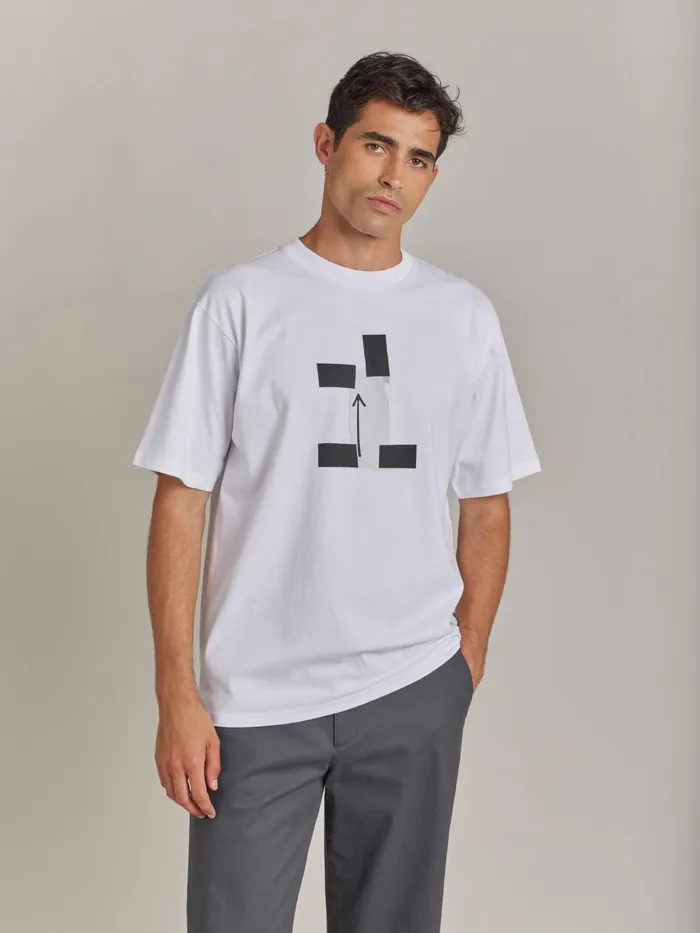 Men Agns B Tshirts and Polo Shirts White Cotton Jersey Arrow Screenprint Christof Tshirt