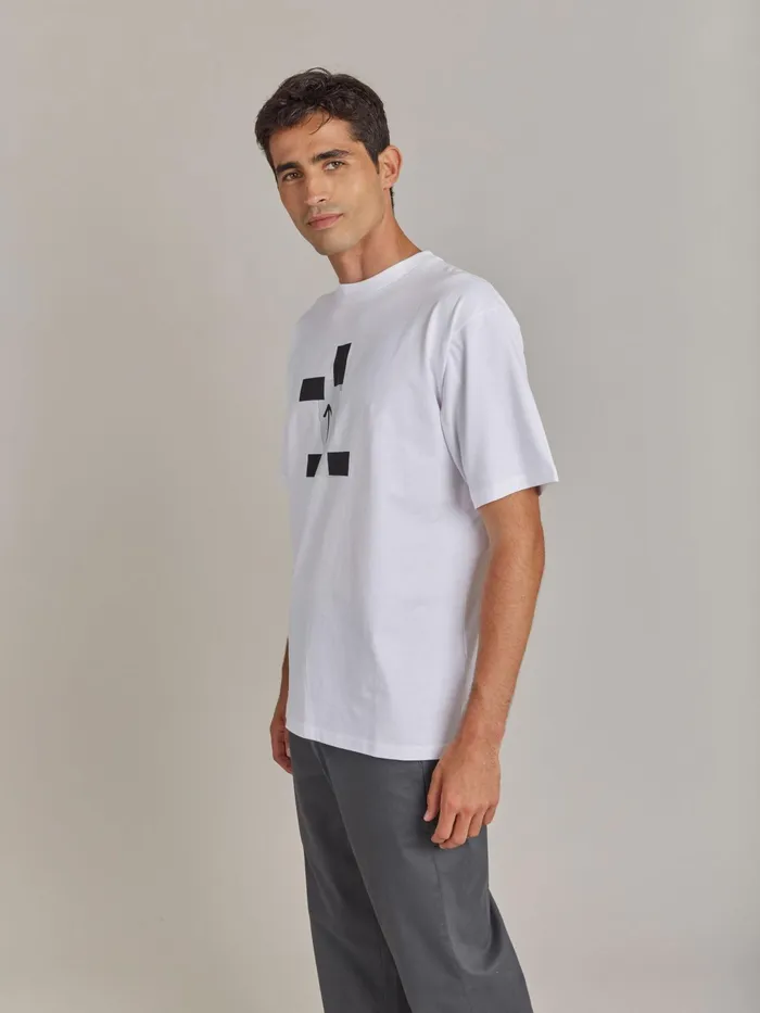 Men Agns B Tshirts and Polo Shirts White Cotton Jersey Arrow Screenprint Christof Tshirt