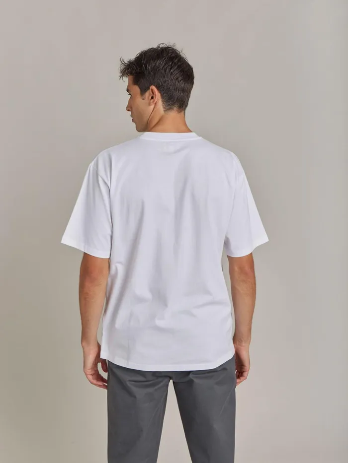 Men Agns B Tshirts and Polo Shirts White Cotton Jersey Arrow Screenprint Christof Tshirt