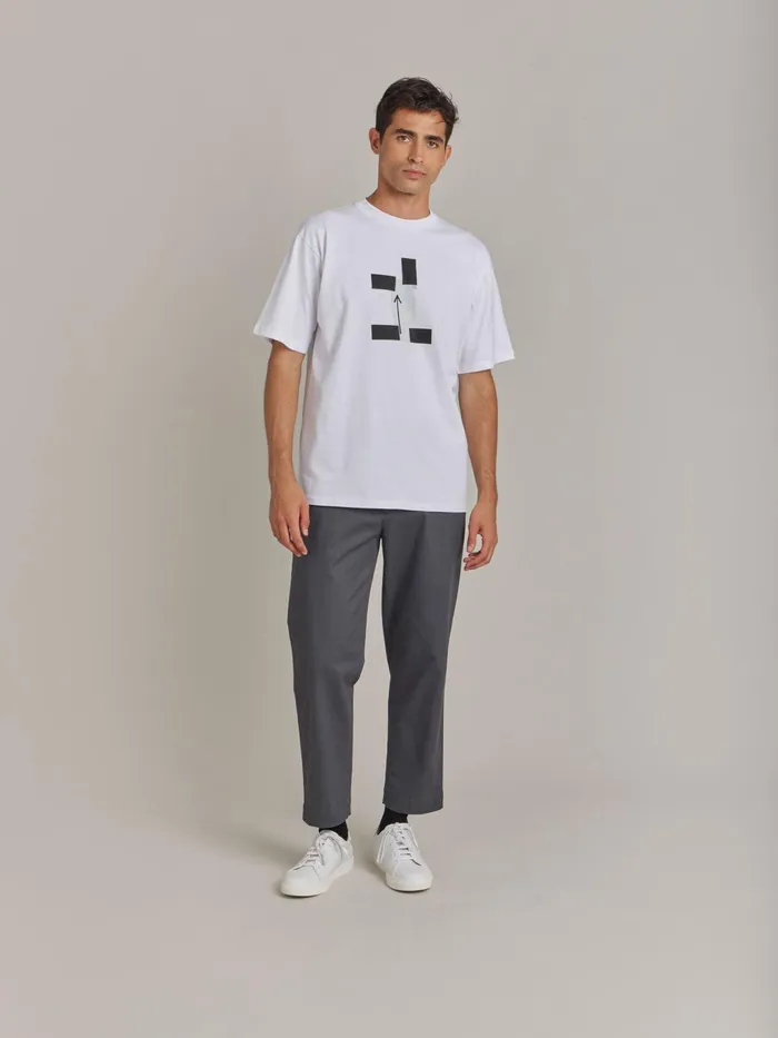 Men Agns B Tshirts and Polo Shirts White Cotton Jersey Arrow Screenprint Christof Tshirt