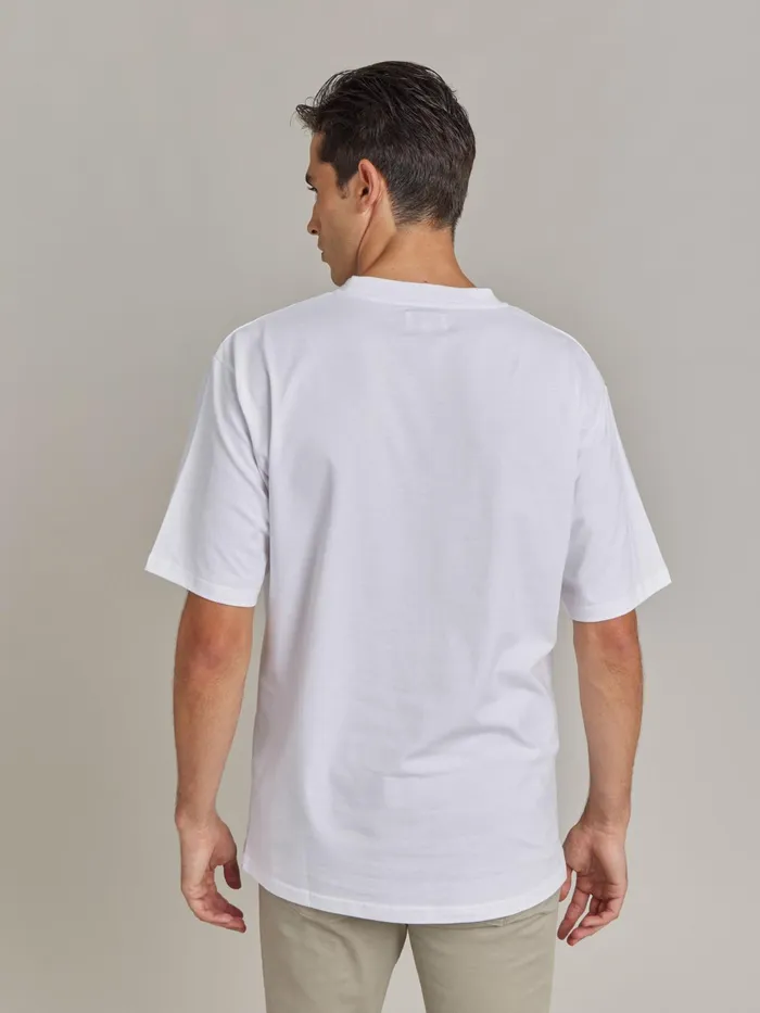 Men Agns B Tshirts and Polo Shirts White Cotton Screenprinted Christof Tshirt